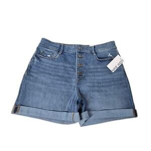 Nine West Shorts 14 Blue High Rise Button Front Cuffed 90s Mom Denim NWT